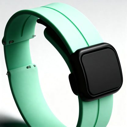 Omax 22 MM Aqua Magnetic Folding Clasp Silicone Strap Smart Watch Replacement Band Universal Strap Compatible with All Brands Watch FSS10-AQ-22-BK