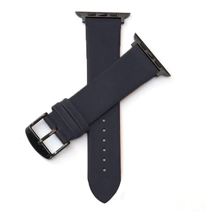 Boshek Blue Genuine Leather Watch Strap. Black Stainless Steel Buckle Self Changeable FS308-BU-42-B