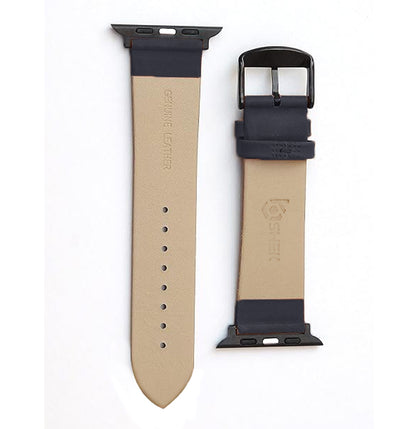 Boshek Blue Genuine Leather Watch Strap. Black Stainless Steel Buckle Self Changeable FS308-BU-42-B
