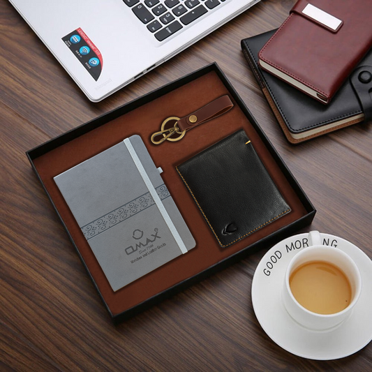 OMAX Genuine Leather Men's Wallet , Keychain with Diary Combo BCCOM02