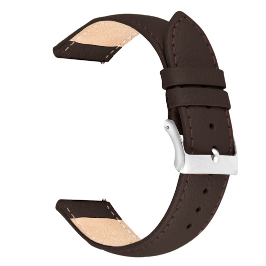 Boshek Brown Genuine Leather, Silver Buckle Watch Strap for Quick Release and Self Changeable FS373-DB-22-S