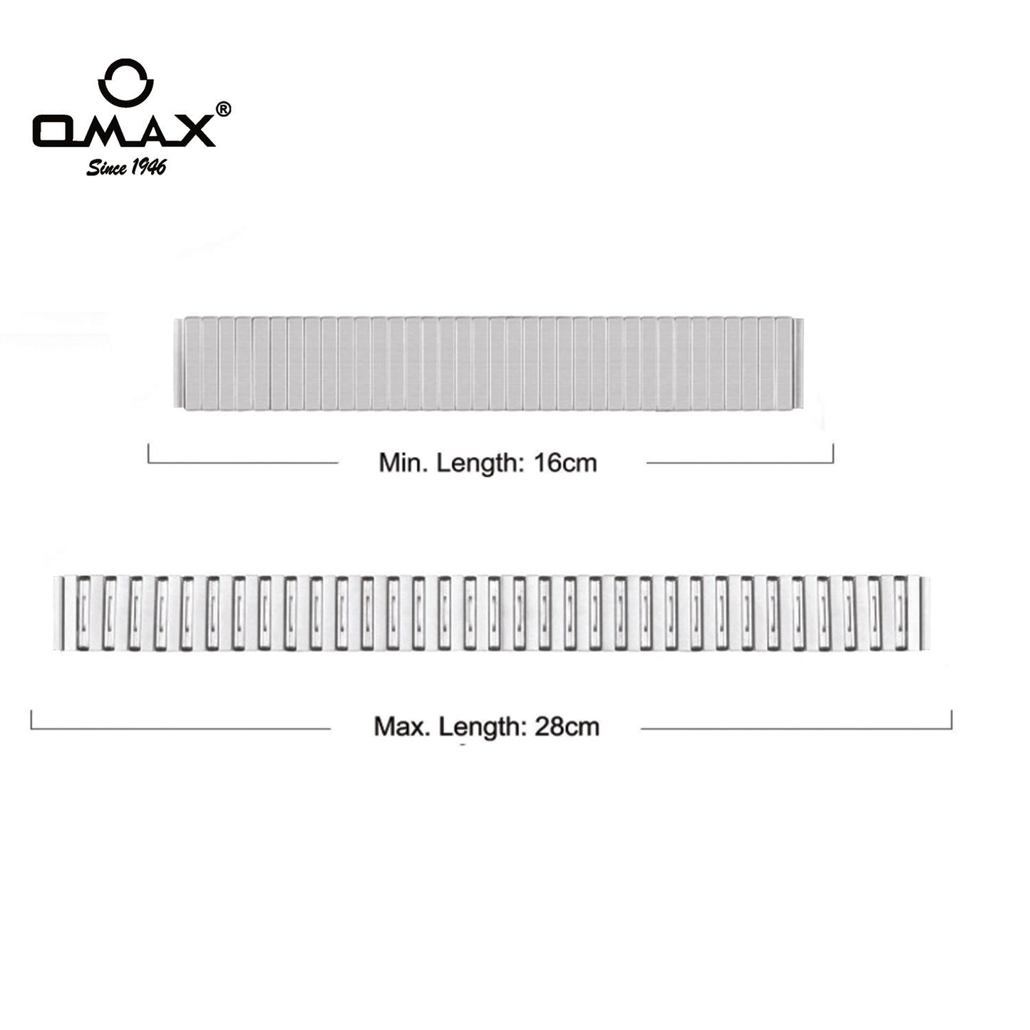 OMAX Stainless Steel Stretchable Elastic Solo Metal Chain Strap Band 49mm / 46mm / 45mm / 44mm Compatible with i Watch Ultra Series 10 9 8 7 6 5 SE 4 Silver Strap-FMS121