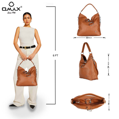 Brown Vegan Leather Handbag for Women – OMAX OMB-402 Shoulder & Sling Bag