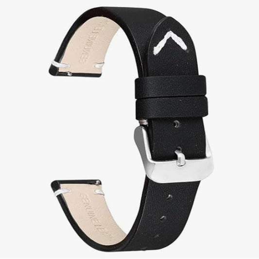 OMAX Black Genuine Leather Watch Strap for Quick Release and Self Changeable|FS325