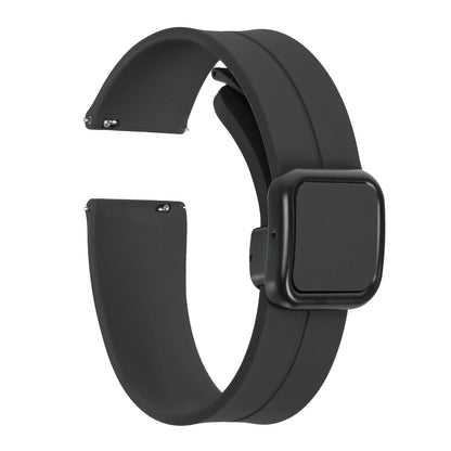 Omax 22 MM D Grey Magnetic Folding Clasp Silicone Strap Smart Watch Replacement Band Universal Strap Compatible with All Brands Watch FSS10-DGY-22-BK