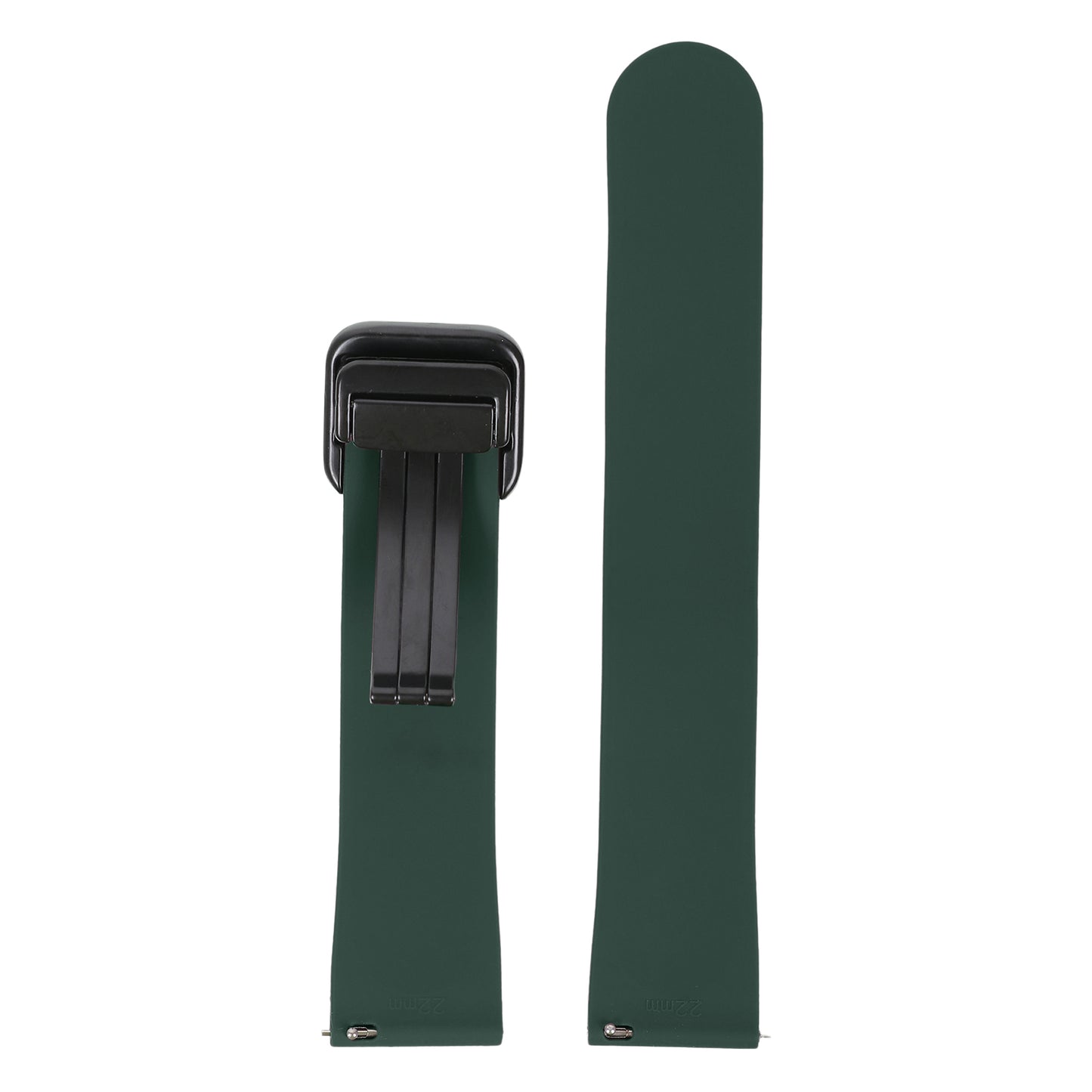 Omax 22 MM Green Magnetic Folding Clasp Silicone Strap Smart Watch Replacement Band Universal Strap Compatible with All Brands Watch FSS10-GN-22-BK