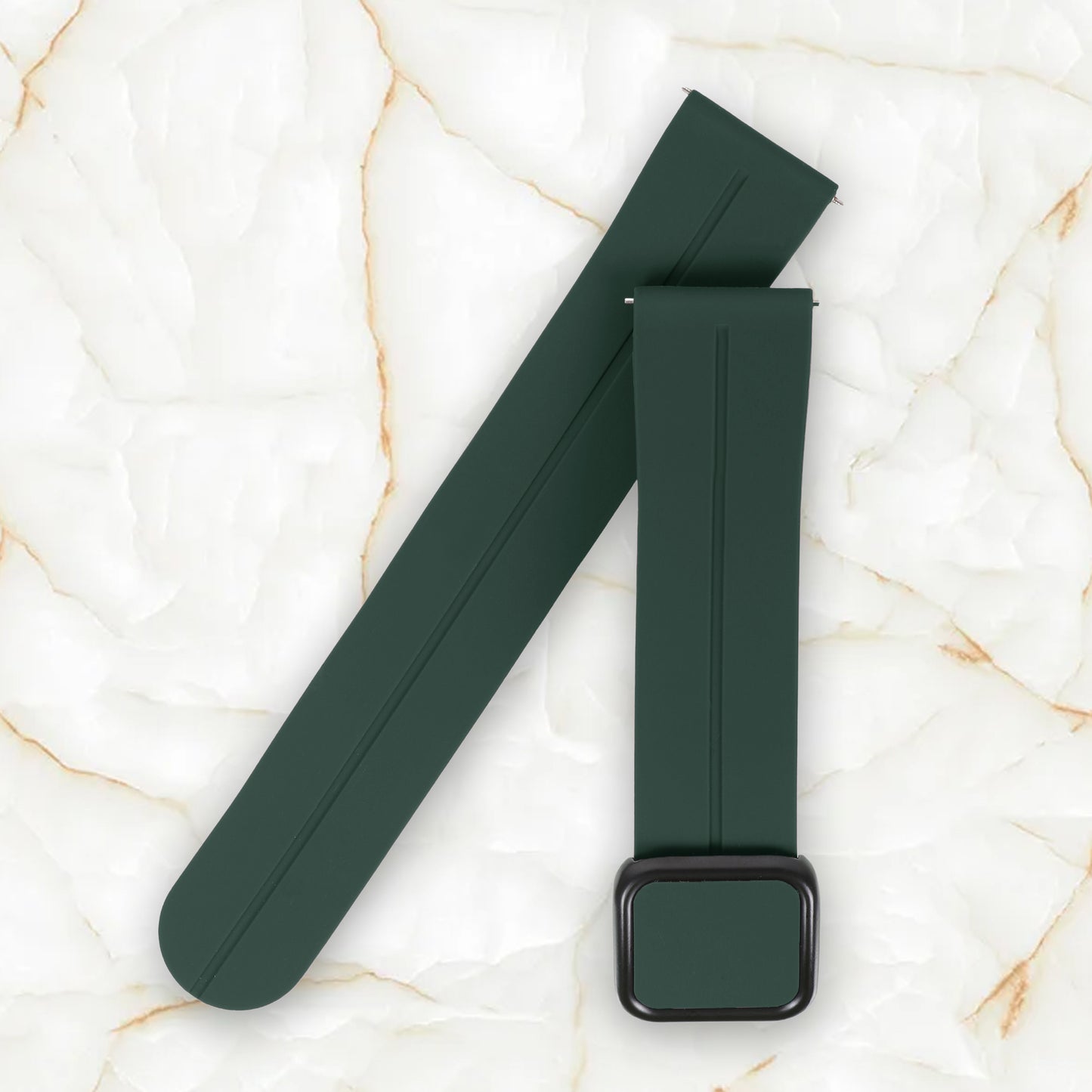 Omax 22 MM Green Magnetic Folding Clasp Silicone Strap Smart Watch Replacement Band Universal Strap Compatible with All Brands Watch FSS10-GN-22-BK