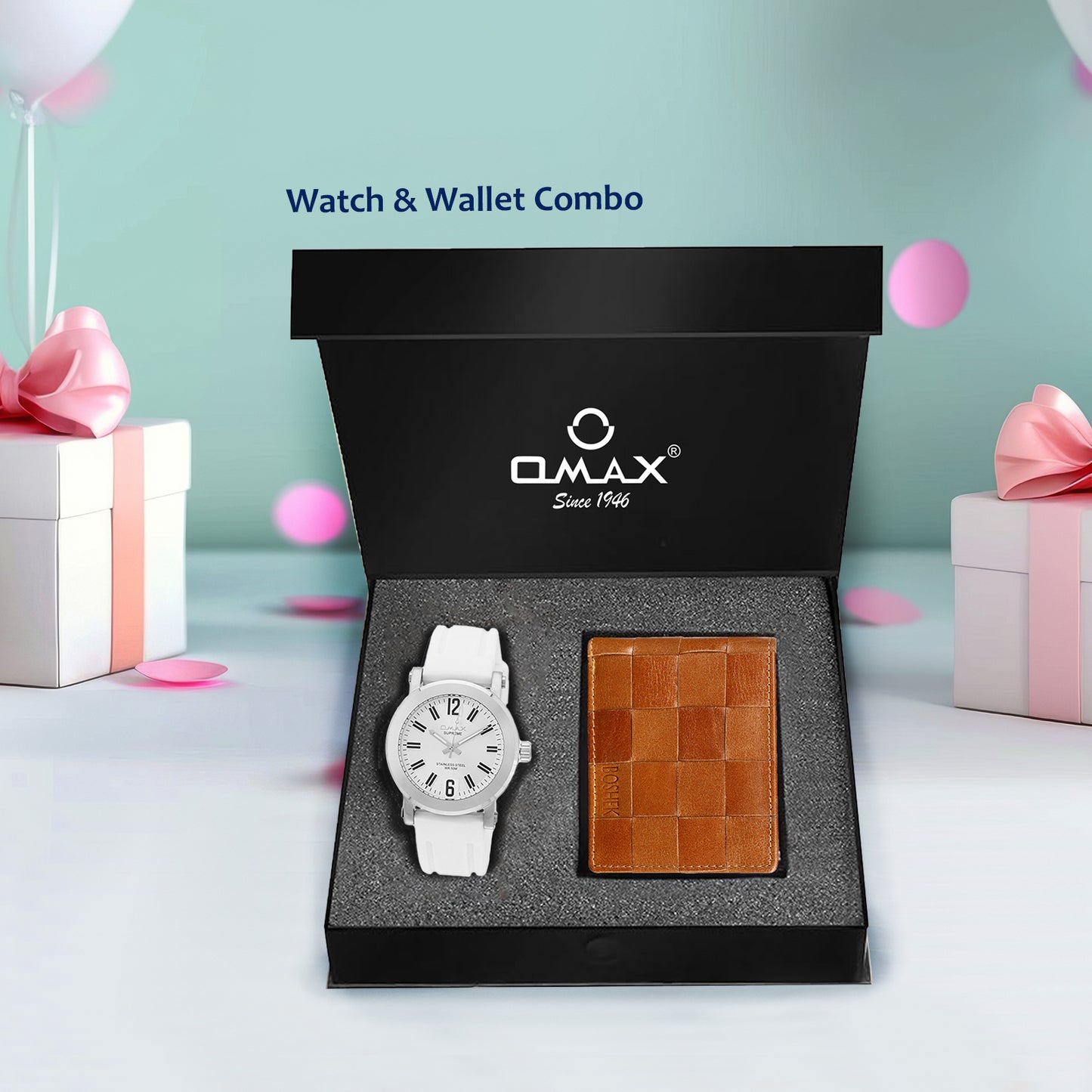 Omax Birthday Gift for Him - Real Leather Watch and Wallet Combo FBG03