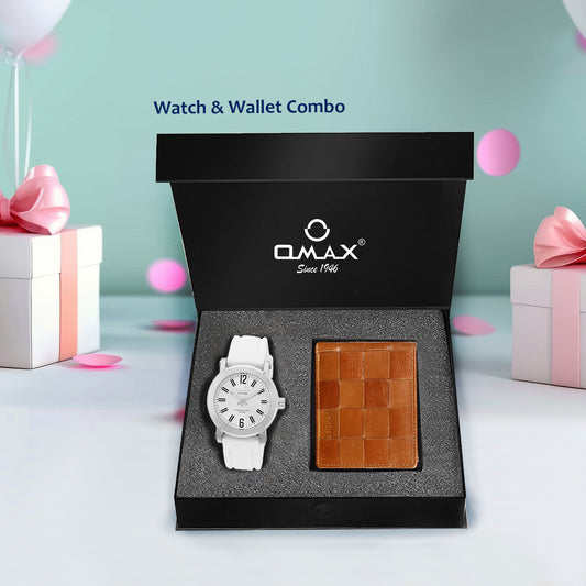 Omax Birthday Gift for Him - Real Leather Watch and Wallet Combo FBG03