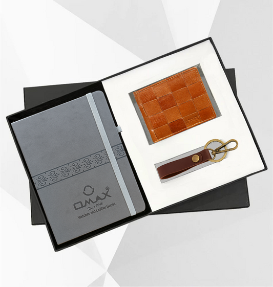 OMAX Genuine Leather Men's Wallet , Keychain with Diary Combo BCCOM01