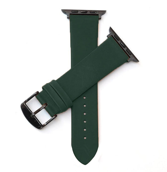 Boshek Green Genuine Leather Watch Strap. Black Stainless Steel Buckle Self Changeable FS308-GN-42-B