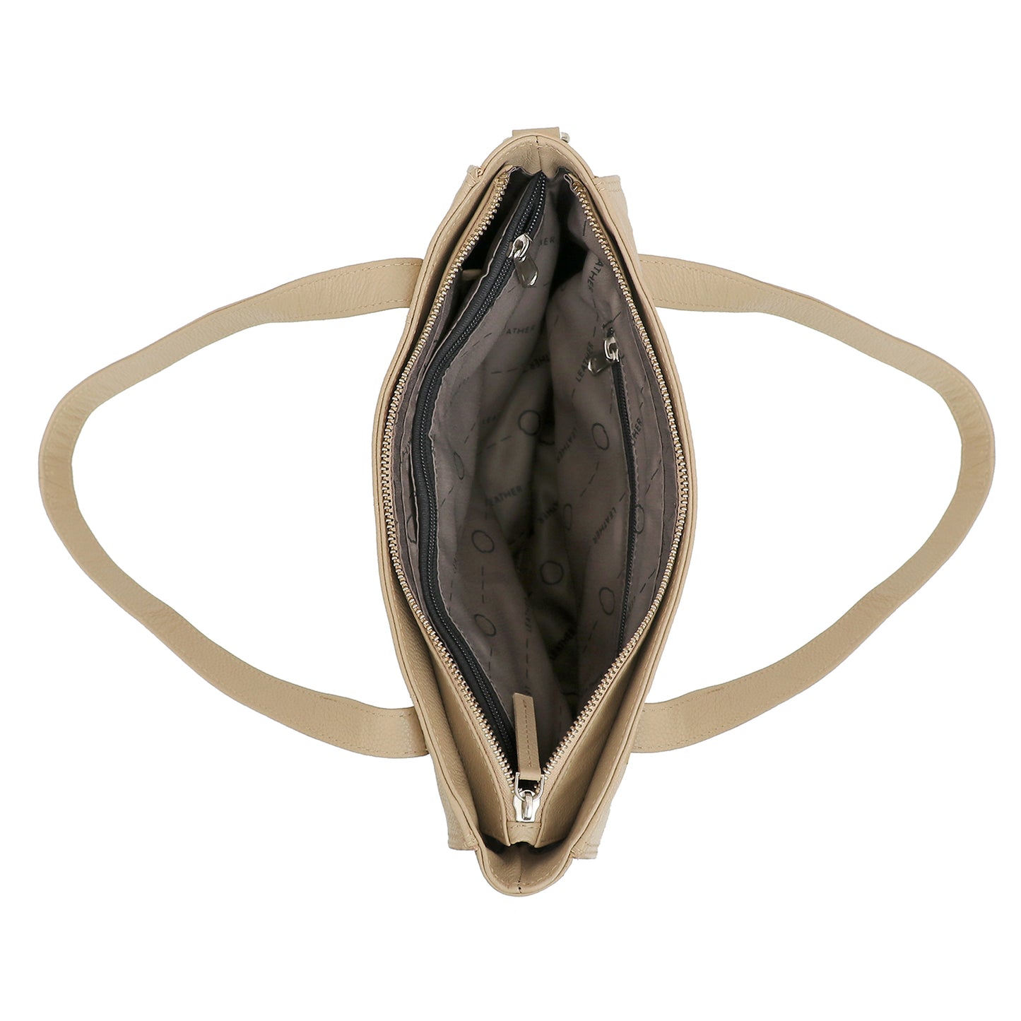 Omax Beige Genuine Leather Hand Bag