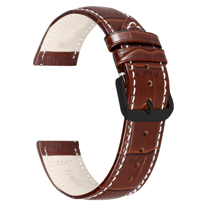 Boshek Tan Genuine Leather Croco Design Watch Strap. Black Buckle Quick Release and Self Changeable FS354