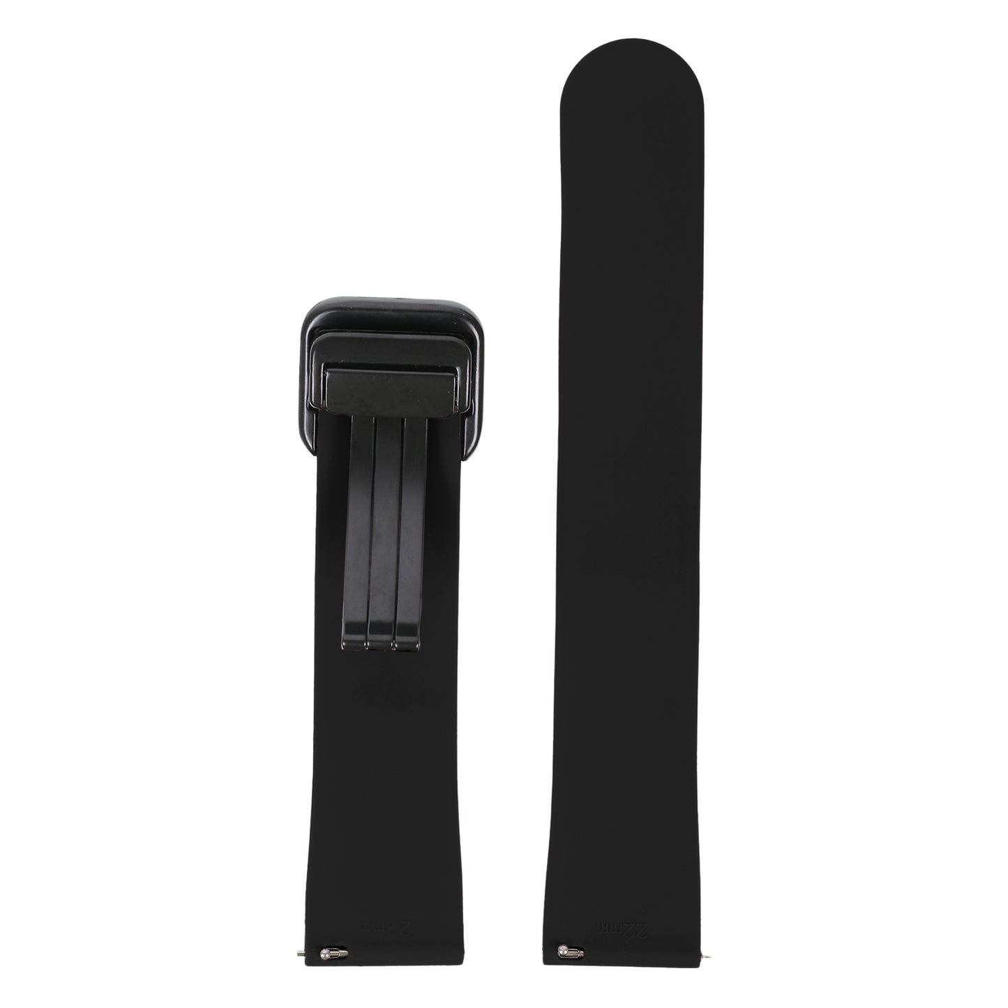 Omax 22 MM Black Magnetic Folding Clasp Silicone Strap Smart Watch Replacement Band Universal Strap Compatible with All Brands Watch FSS10-BK-22-BK