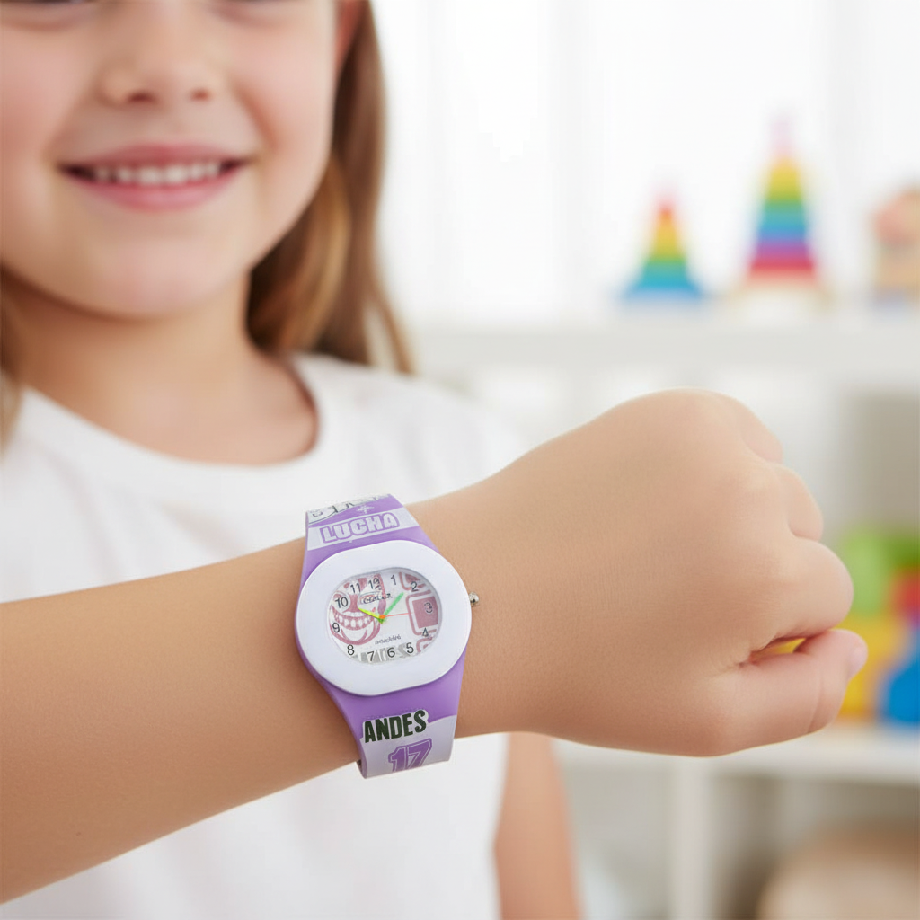 Omax Kids Analog Watch with White Dial & Purple Band - KD145