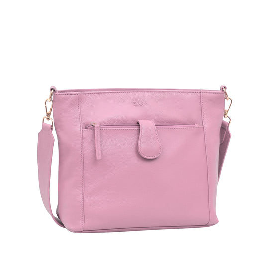 Omax Pink Genuine Leather Sling Bag