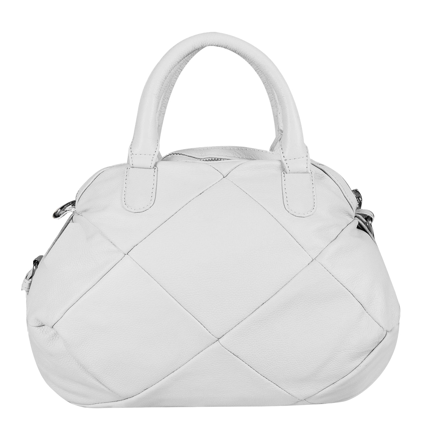 Omax White Full Grain Genuine Leather Unique Football Style Handbag for Women LTHRL1