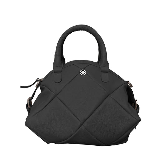 Omax Black Full Grain Genuine Leather Unique Football Style Handbag for Women LTHRL1