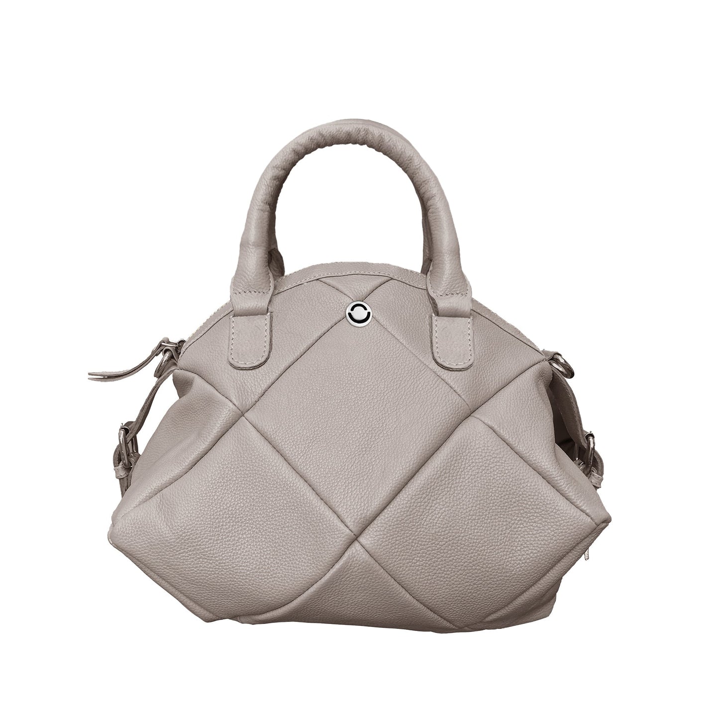 Omax Beige Full Grain Genuine Leather Football Style Handbag for Women LTHRL1