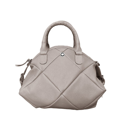 Omax Beige Full Grain Genuine Leather Football Style Handbag for Women LTHRL1