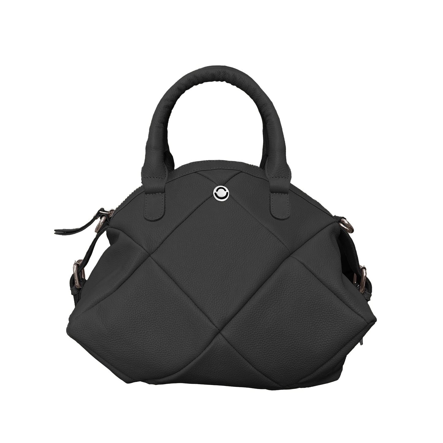 Omax Black Full Grain Genuine Leather Football Style Handbag for Women LTHRL1