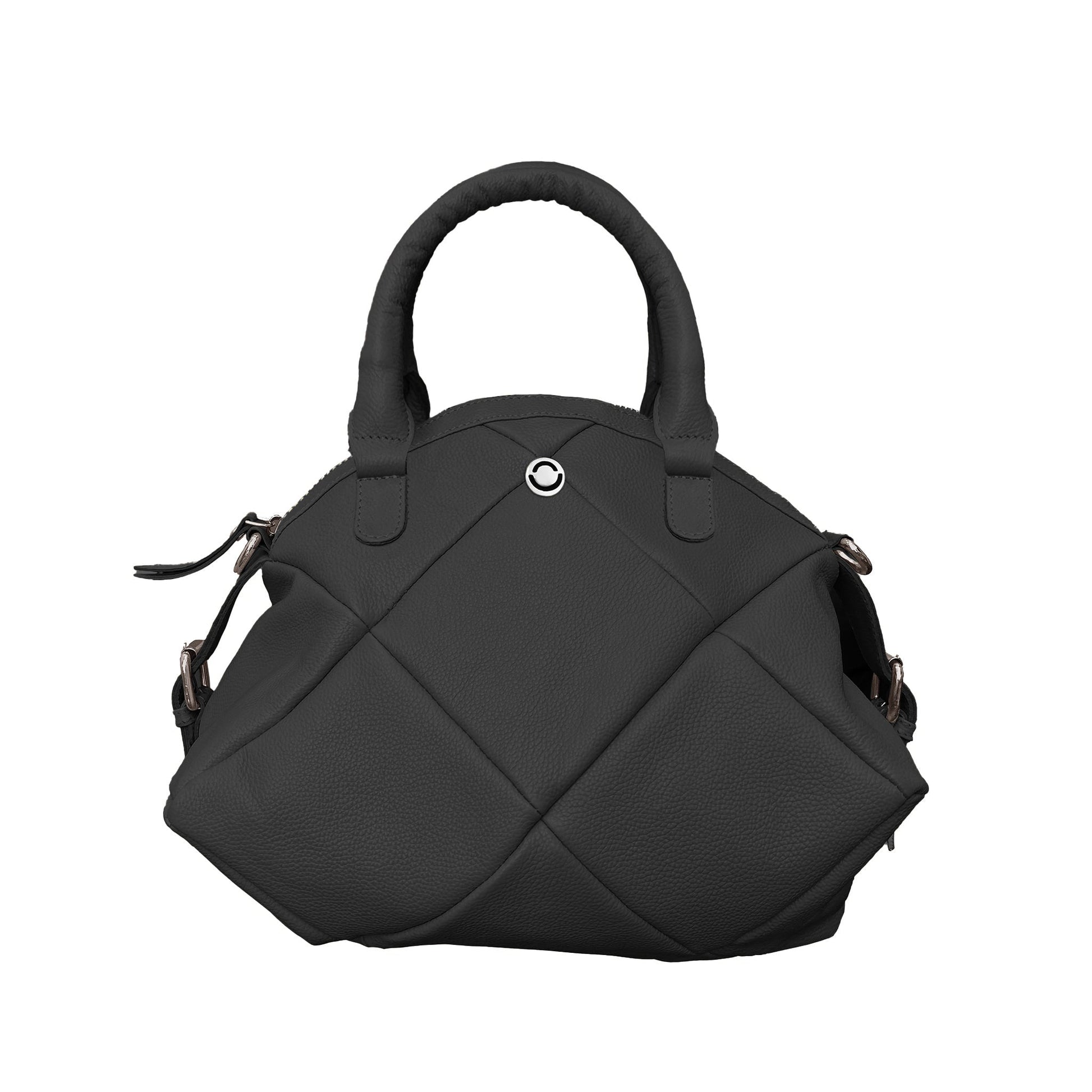 Omax Black Full Grain Genuine Leather Football Style Handbag for Women LTHRL1
