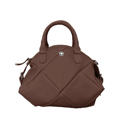 Omax Brown Full Grain Genuine Leather Football Style Handbag for Women LTHRL1
