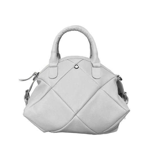 Omax White Full Grain Genuine Leather Unique Football Style Handbag for Women LTHRL1