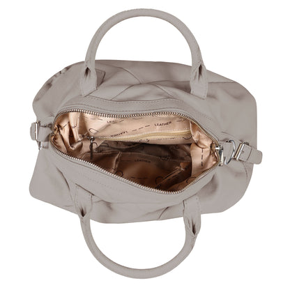 Omax Beige Full Grain Genuine Leather Unique Football Style Handbag for Women LTHRL1