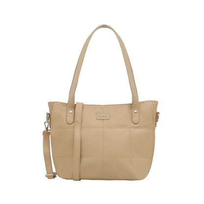 Omax Beige Genuine Leather Hand Bag