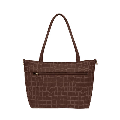 Omax Brown Croco Genuine Leather Hand Bag LTHRL07