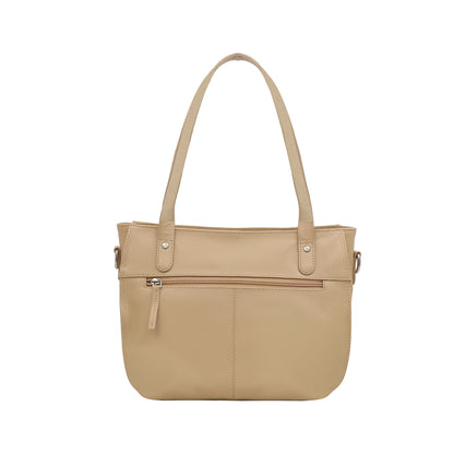 Omax Beige Genuine Leather Hand Bag