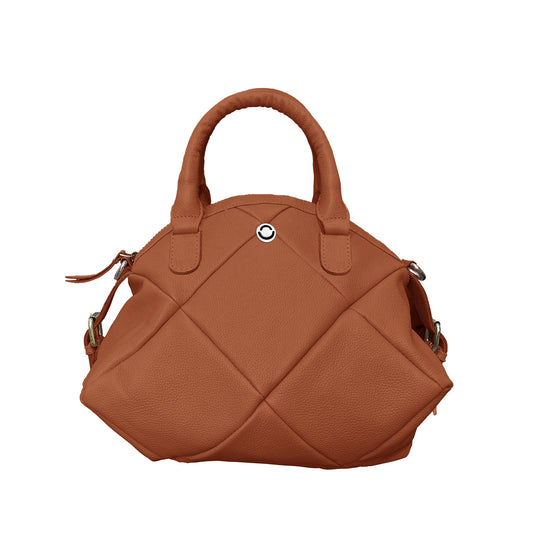 Omax Tan Full Grain Genuine Leather Unique Football Style Handbag for Women LTHRL1