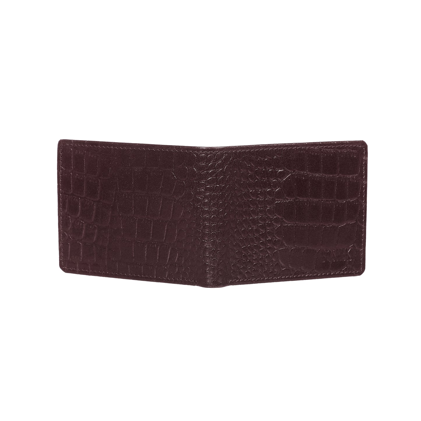 BOSHEK Brown Croco Effect Stylish Slim Geniune Leather Mens Wallet BW30