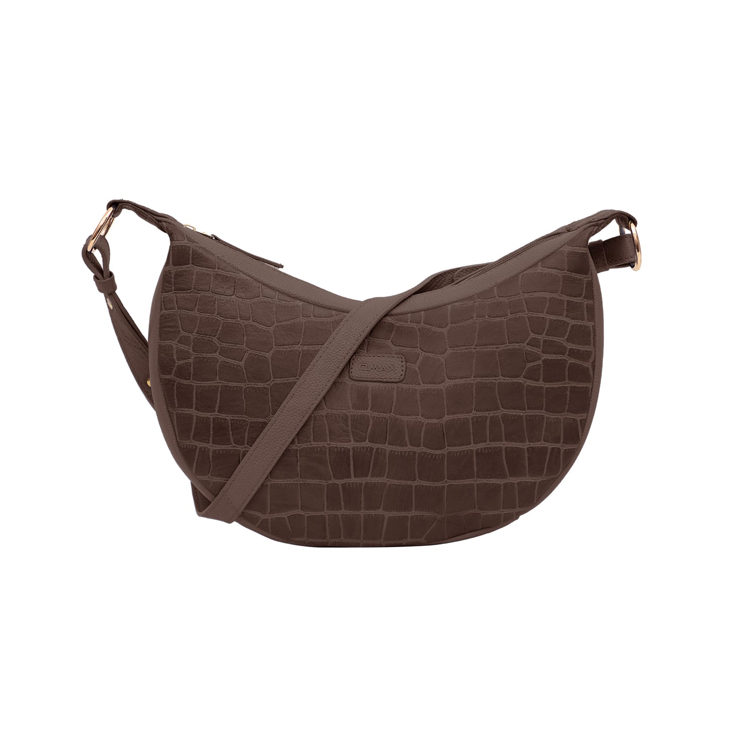 Omax Beige Halfmoon Design Genuine Leather Sling Bag LTHRL5