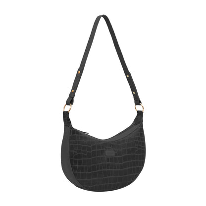 Omax Black Halfmoon Design Genuine Leather Sling Bag LTHRL5