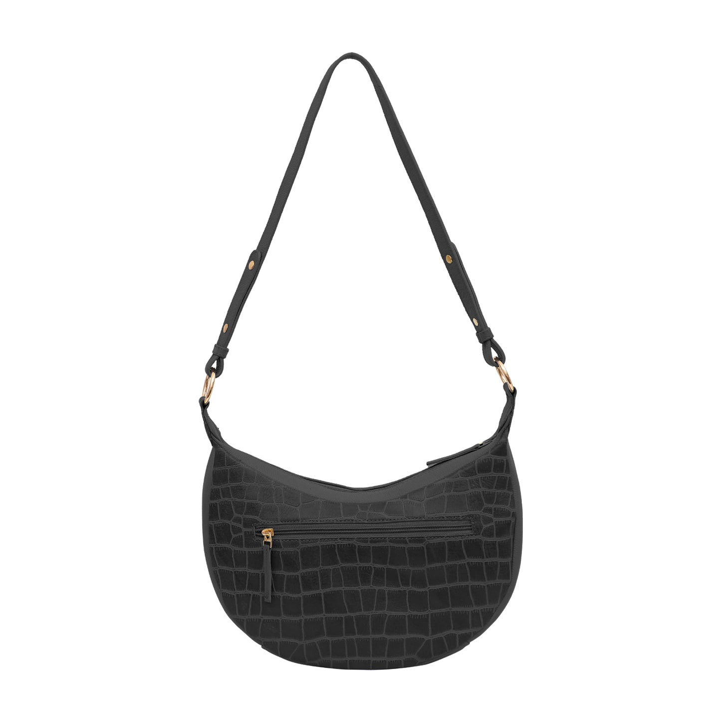 Omax Black Halfmoon Design Genuine Leather Sling Bag LTHRL5