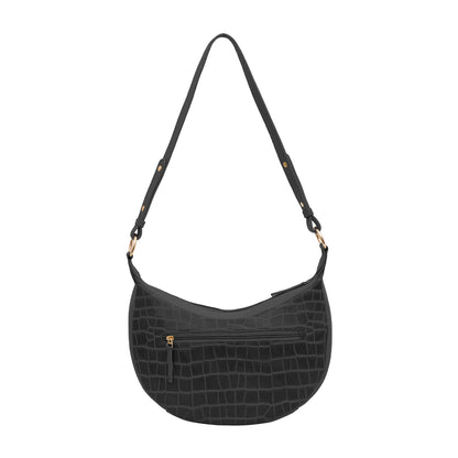 Omax Black Halfmoon Design Genuine Leather Sling Bag LTHRL5