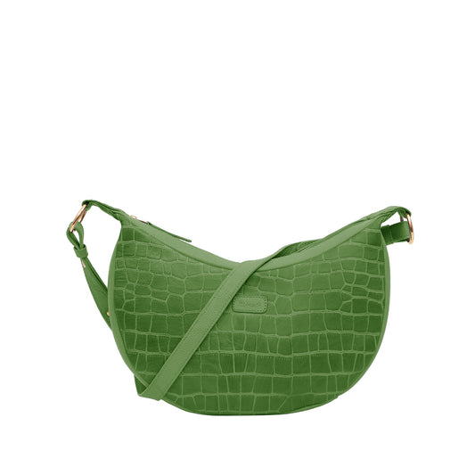 Omax Green Halfmoon Design Genuine Leather Sling Bag LTHRL5