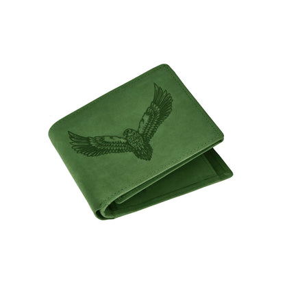 OMAX Olive  Eagle Embossed Design Genuine Leather Mens Wallet with Free Rakhi for Brother RBFW253