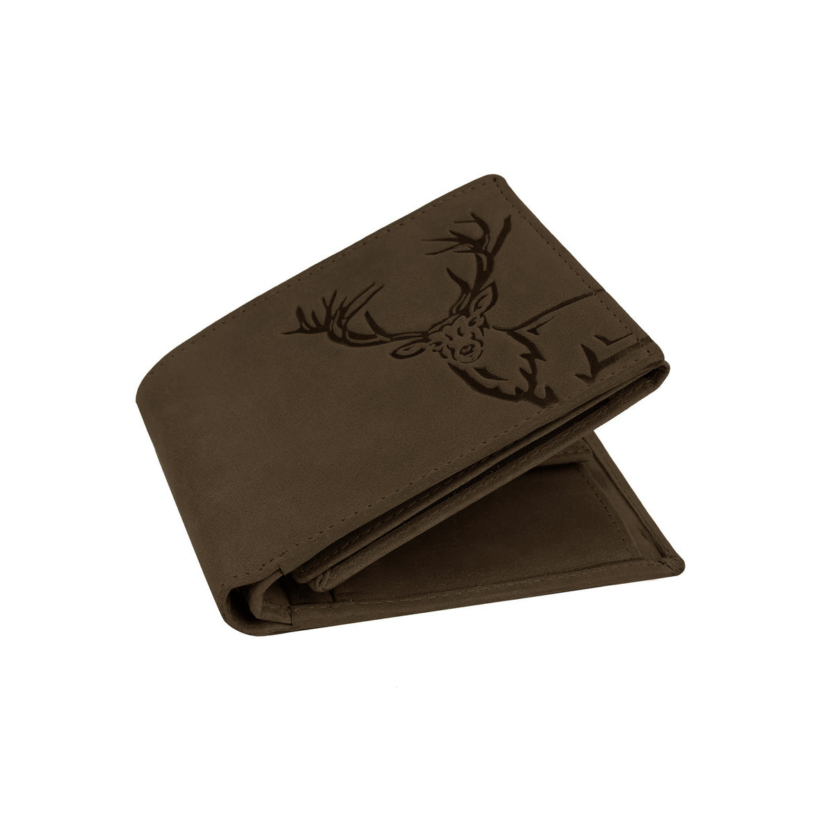 Elk Wallets OMAX Brown Elk Embossed Design Genuine Leather Mens Wallet with Free R ...