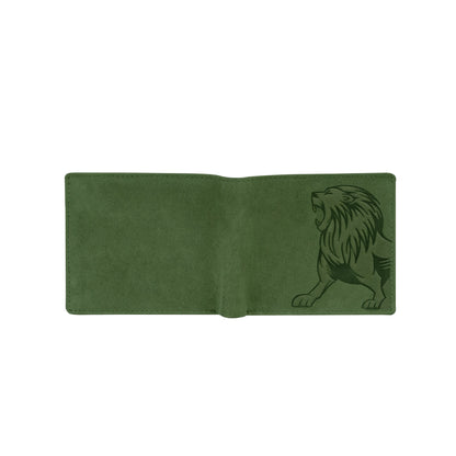 OMAX Olive Lion Embossed Design Genuine Leather Mens Wallet with Free Rakhi for Brother RBFW253
