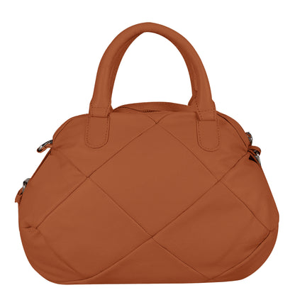 Omax Tan Full Grain Genuine Leather Unique Football Style Handbag for Women LTHRL1