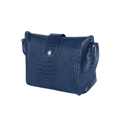 Omax Blue Croco Printed Genuine Leather Shoulder Ladies Handbag a perfect blend of style FL11