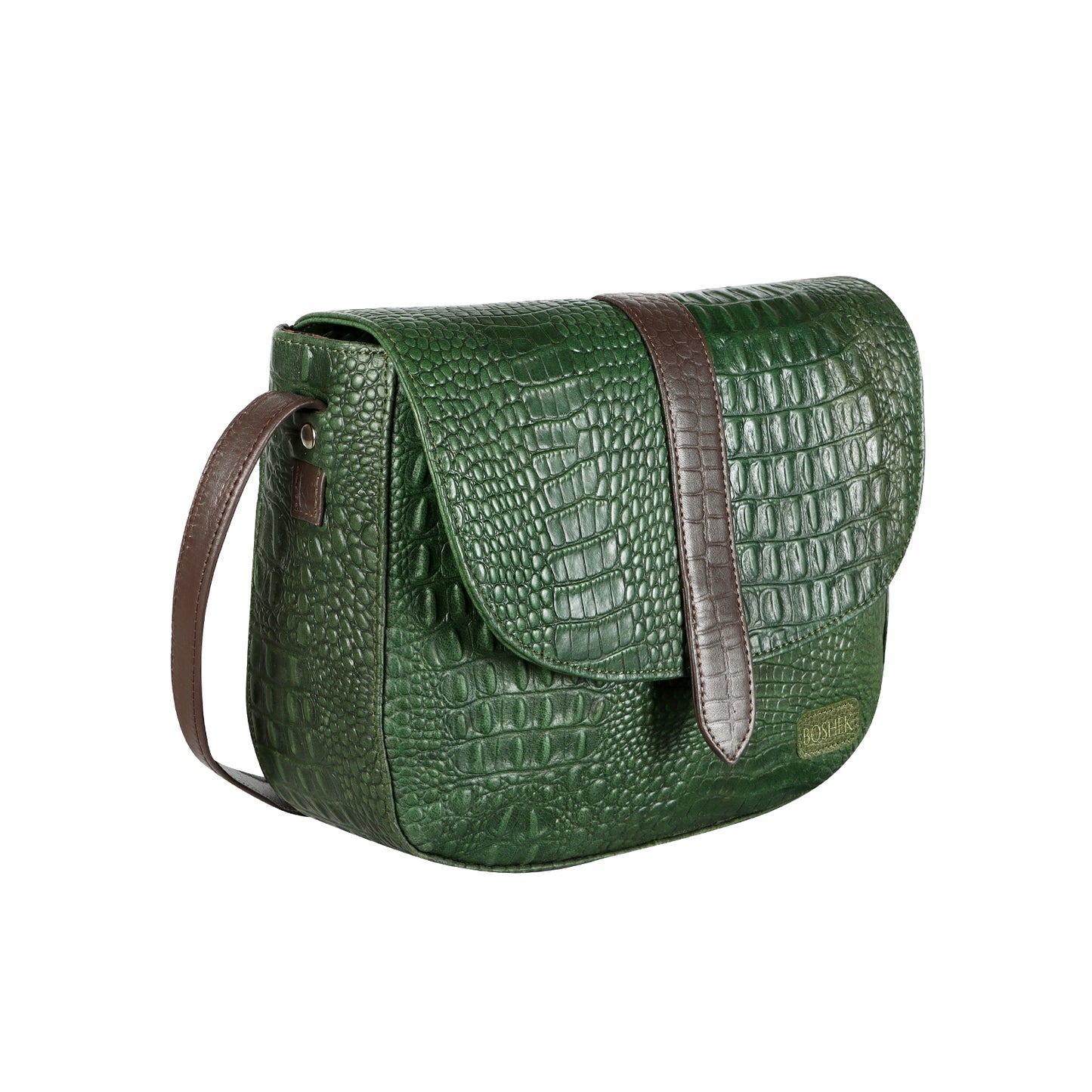 OMAX Chic and Stylish Croco Print Genuine Leather Handbag