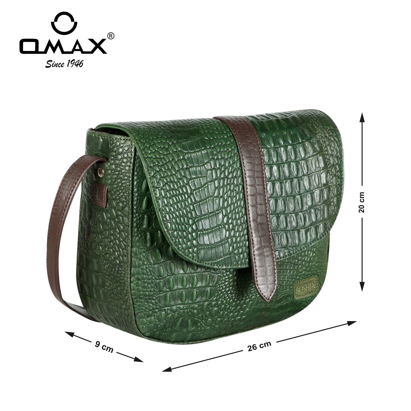 OMAX Chic and Stylish Croco Print Genuine Leather Handbag