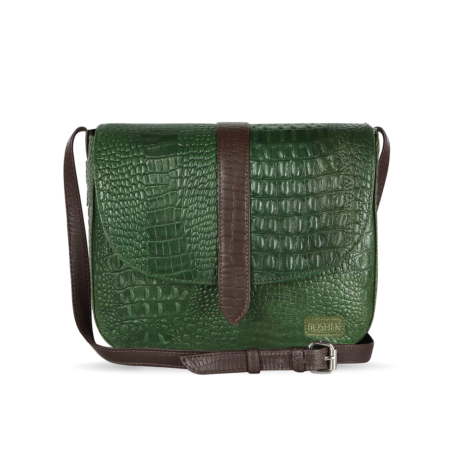 OMAX Chic and Stylish Croco Print Genuine Leather Handbag