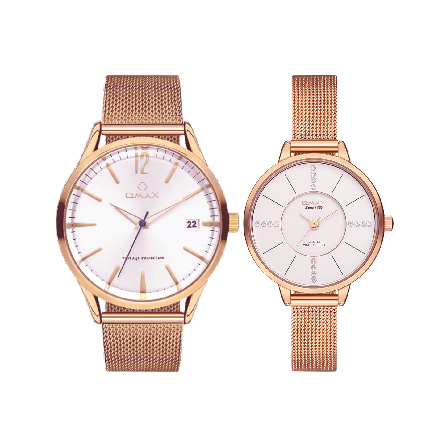 OMAX Analog RoseGold Couples Watch