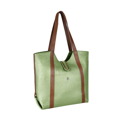 Omax Olive Full Grain Genuine Leather Tote Shoulder Bag for Women FL19