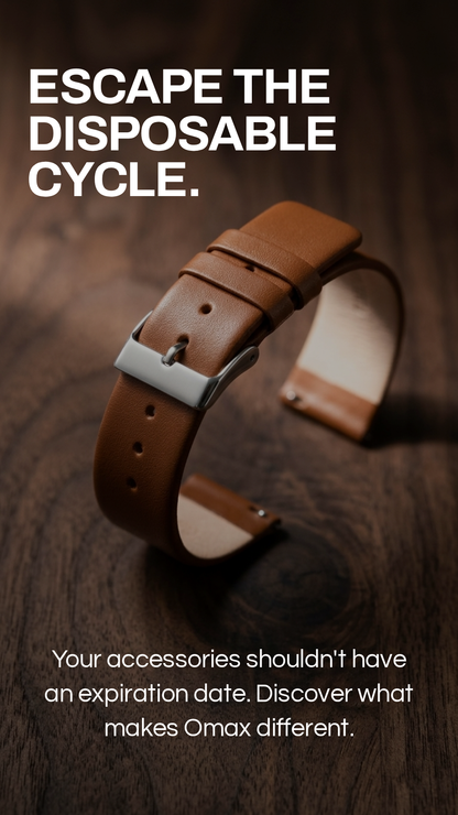 Omax Tan Genuine Leather Watch Strap 20mm – Quick-Release, Soft Leather | FS370